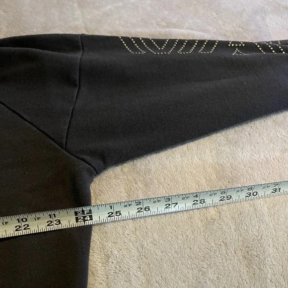 Ariat Women XL Black Studded Sleeve Logo Hoodie Sweatshirt Pullover Cotton Blend - Picture 6 of 10